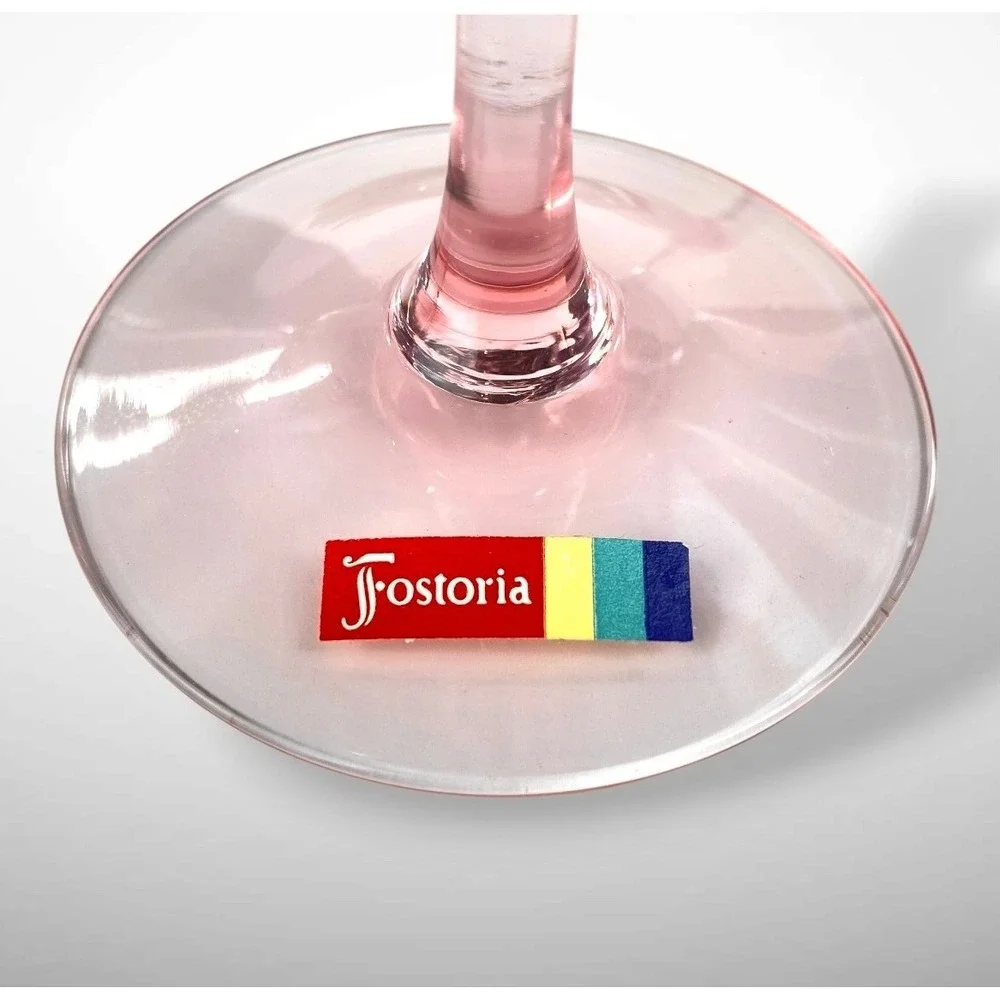 Fostoria Silhouette Pink Water Wine Goblets Stemmed  Set 7 Signed‎ Vintage